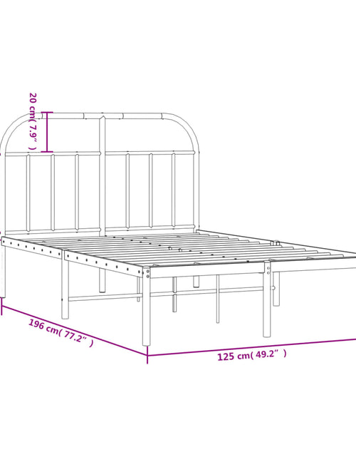 Загрузите изображение в средство просмотра галереи, Cadru de pat metalic cu tăblie, negru, 120x190 cm - Lando
