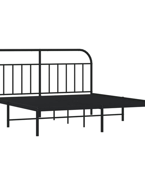 Încărcați imaginea în vizualizatorul Galerie, Cadru de pat metalic cu tăblie, negru, 160x200 cm - Lando
