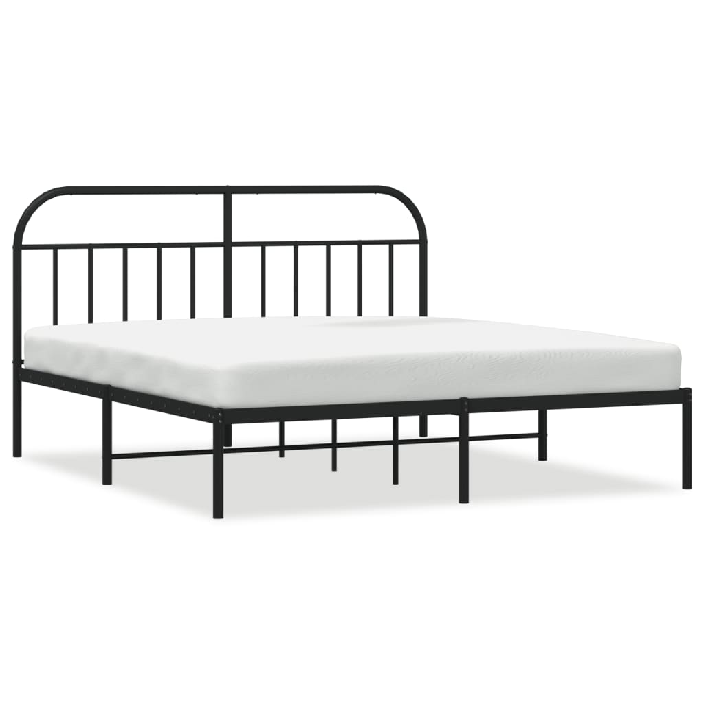 Cadru de pat metalic cu tăblie, negru, 183x213 cm - Lando