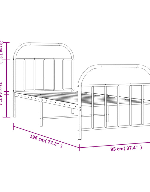 Încărcați imaginea în vizualizatorul Galerie, Cadru pat metalic cu tăblii de cap/picioare, negru, 90x190 cm - Lando
