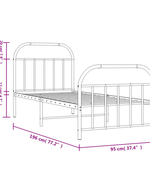 Загрузите изображение в средство просмотра галереи, Cadru pat metalic cu tăblii de cap/picioare, negru, 90x190 cm - Lando
