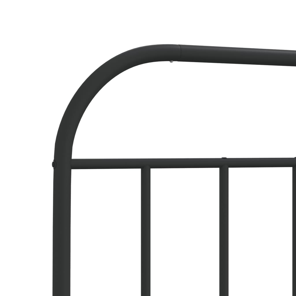 Cadru pat metalic cu tăblii de cap/picioare, negru, 107x203 cm - Lando