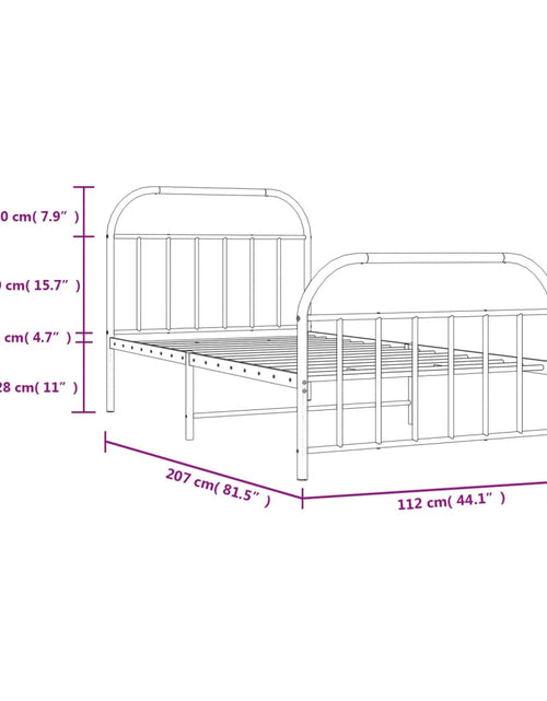 Загрузите изображение в средство просмотра галереи, Cadru pat metalic cu tăblii de cap/picioare, negru, 107x203 cm - Lando
