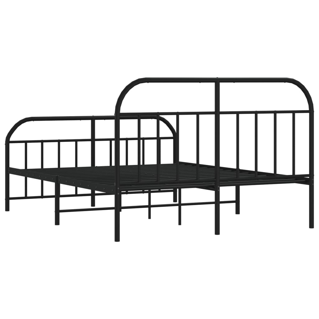 Cadru pat metalic cu tăblie de cap/picioare, negru, 140x200 cm - Lando