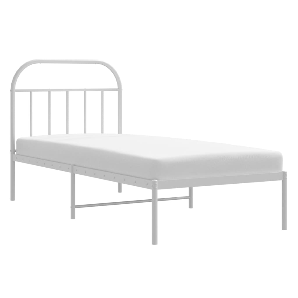 Cadru pat metalic cu tăblie, alb, 90x200 cm - Lando