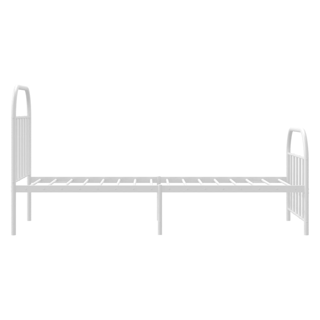 Cadru de pat metalic cu tăblie de cap/picioare, alb, 90x190 cm - Lando