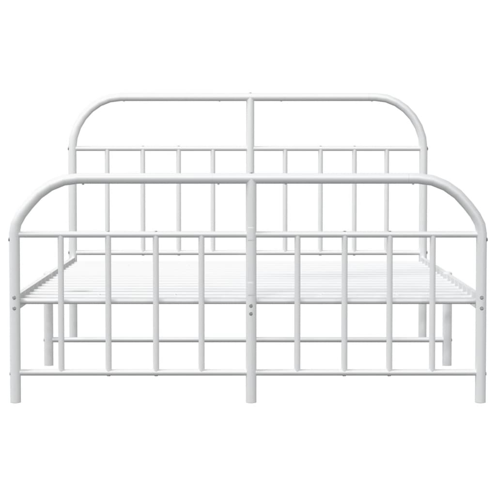 Cadru de pat metalic cu tăblie de cap/picioare, alb, 140x190 cm - Lando