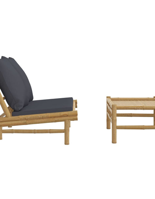 Încărcați imaginea în vizualizatorul Galerie, Set mobilier de grădină cu perne gri închis, 2 piese, bambus - Lando
