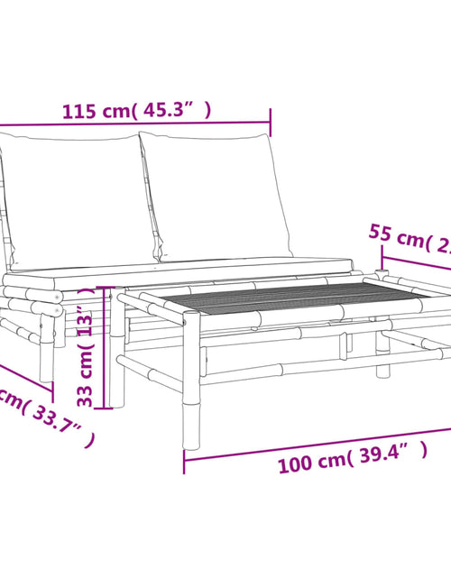 Încărcați imaginea în vizualizatorul Galerie, Set mobilier de grădină cu perne gri închis, 2 piese, bambus - Lando
