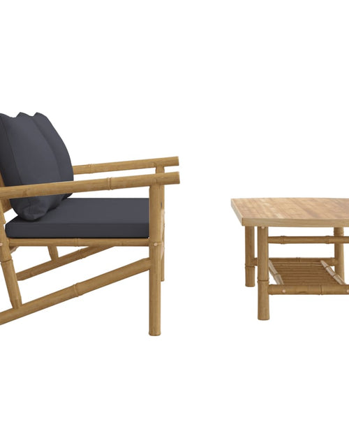 Загрузите изображение в средство просмотра галереи, Set mobilier de grădină cu perne gri închis, 2 piese, bambus - Lando
