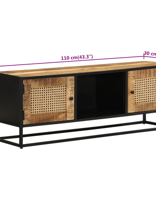 Загрузите изображение в средство просмотра галереи, Comodă TV, 110x30x40 cm, lemn masiv de mango brut și fier Lando - Lando
