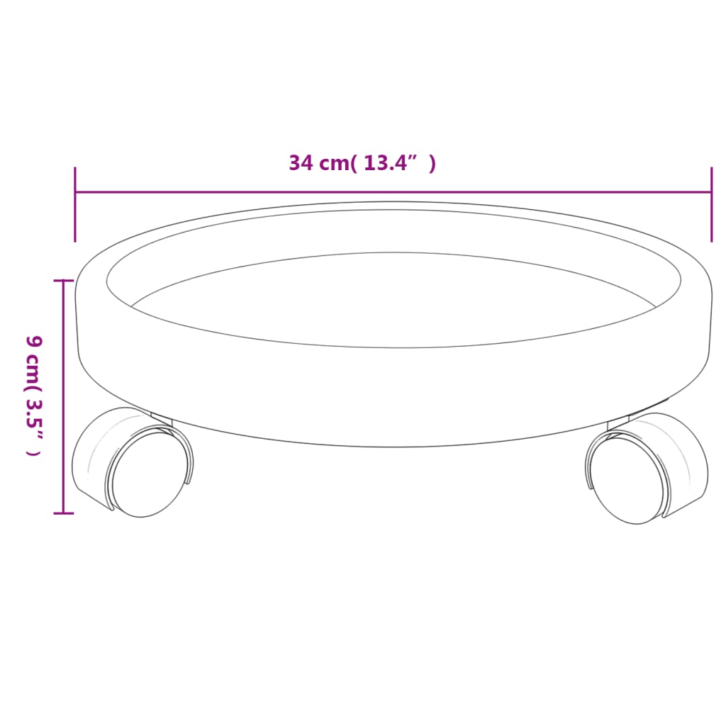 Cărucioare pentru plante cu roți 2 buc. gri diametru 34cm 35kg Lando - Lando