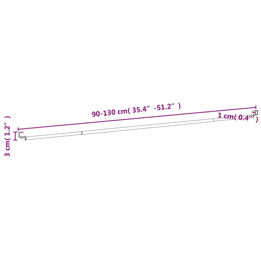 Șine pentru perdele 2 buc, alb și argintiu, 90-130 cm, aluminiu Lando - Lando