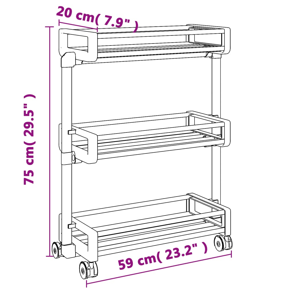 Cărucior de depozitare, 59x20x75 cm, aluminiu Lando - Lando