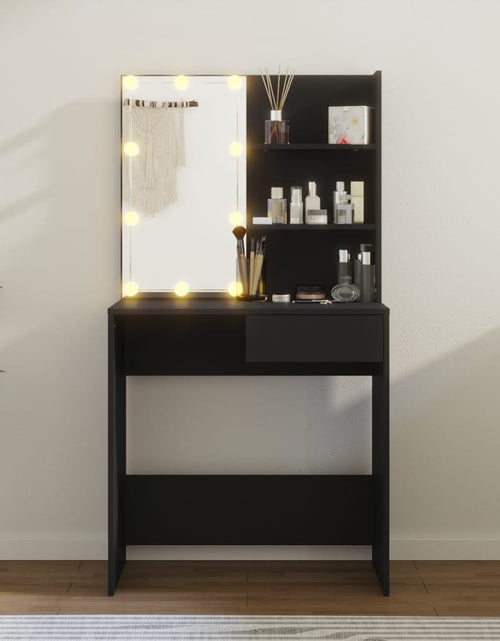 Încărcați imaginea în vizualizatorul Galerie, Masă de toaletă cu LED, negru, 74,5x40x141 cm - Lando
