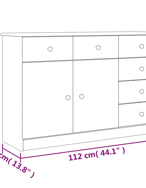 Încărcați imaginea în vizualizatorul Galerie, Servantă ALTA, alb, 112x35x73 cm, lemn masiv de pin Lando - Lando
