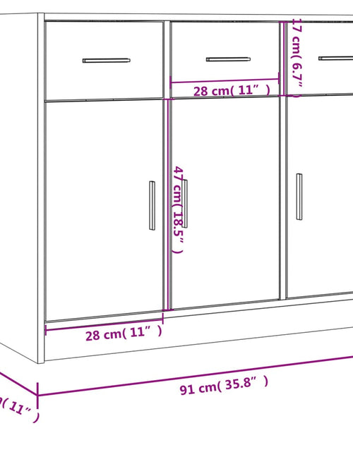 Загрузите изображение в средство просмотра галереи, Servantă, gri beton, 91x28x75 cm, lemn prelucrat Lando - Lando
