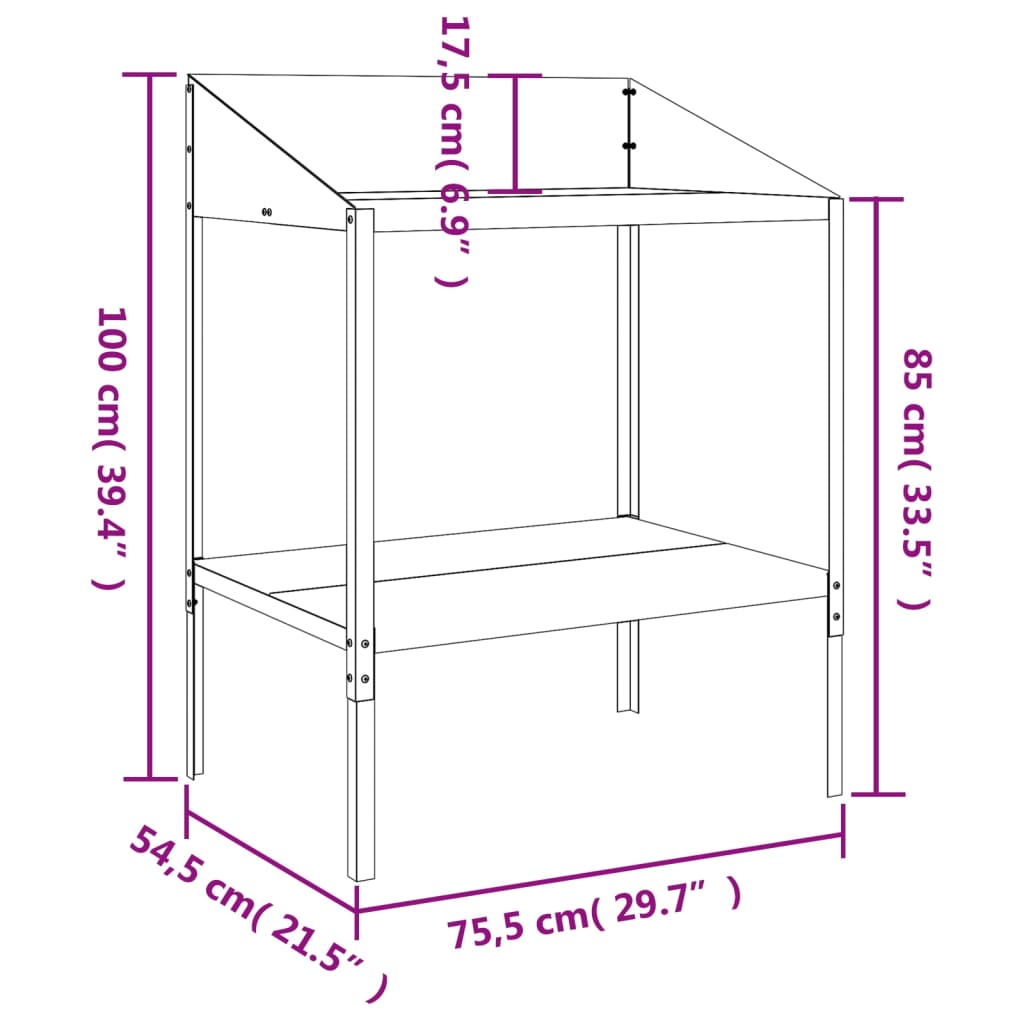 Suport de plante, antracit, 75,5x54,5x100 cm, oțel galvanizat Lando - Lando