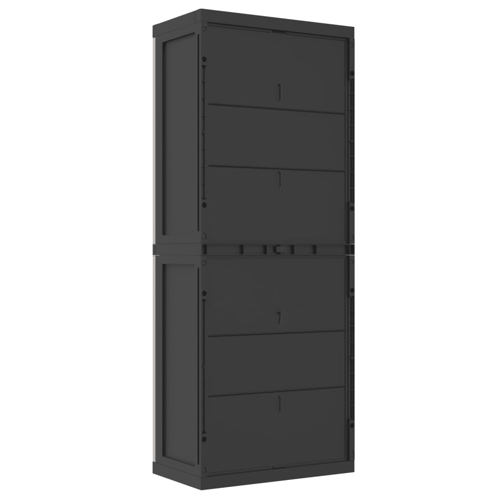 Dulap depozitare de exterior, gri și negru, 65x37x165 cm, PP - Lando