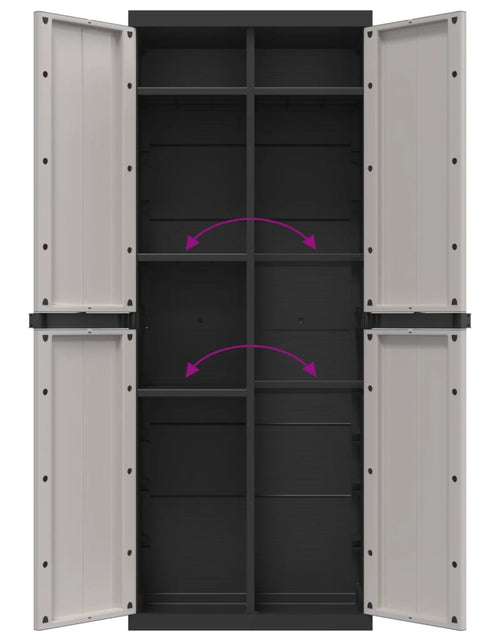 Загрузите изображение в средство просмотра галереи, Dulap depozitare de exterior, gri și negru, 65x37x165 cm, PP - Lando
