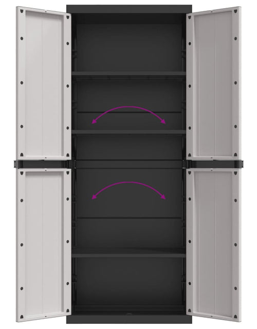 Загрузите изображение в средство просмотра галереи, Dulap depozitare de exterior, gri și negru, 65x37x165 cm, PP - Lando

