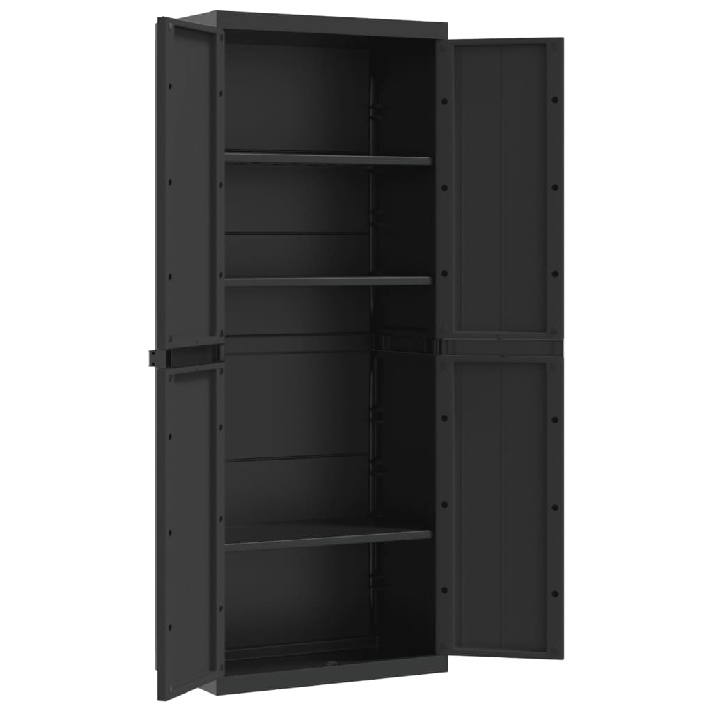 Dulap depozitare de exterior, negru, 65x37x165 cm, PP - Lando