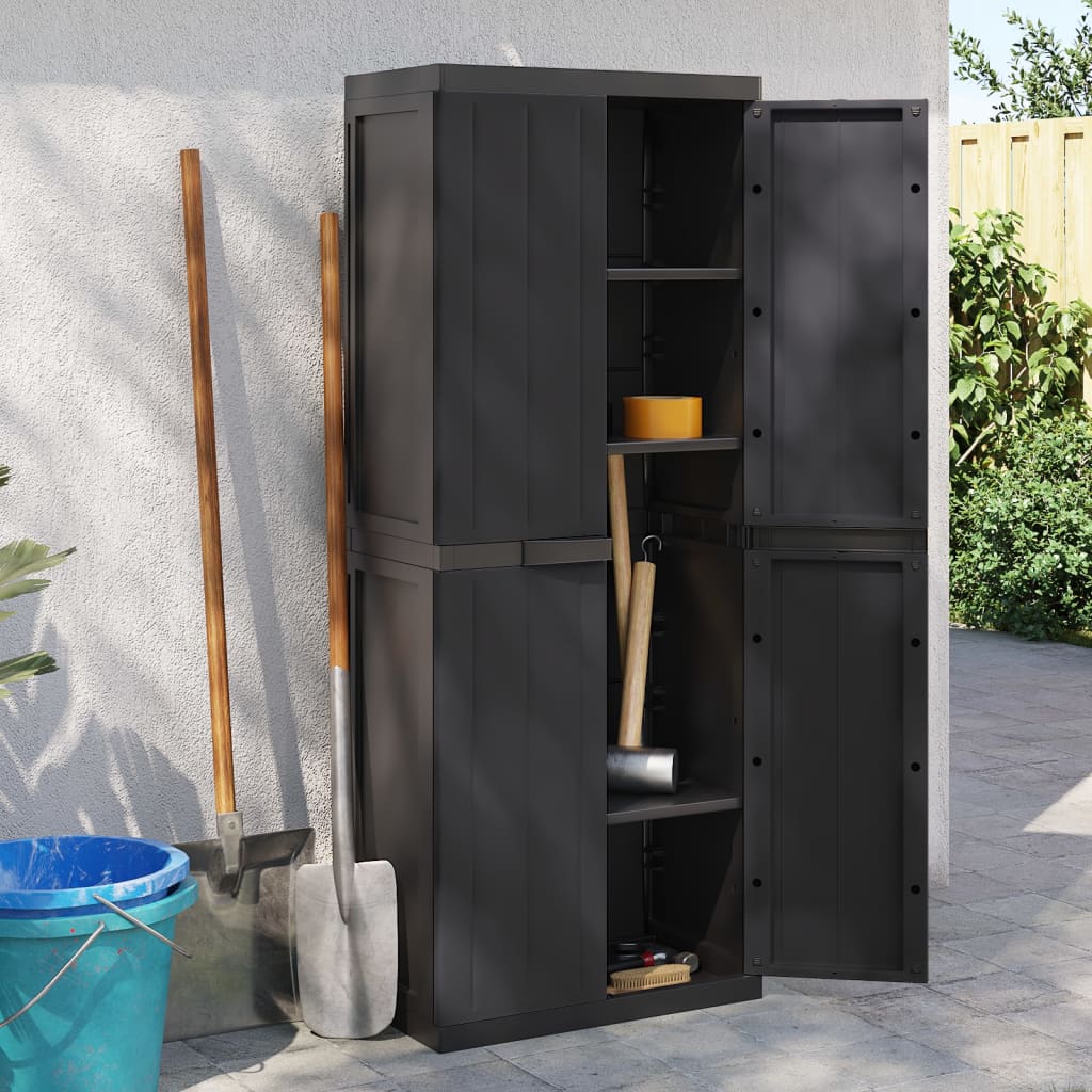 Dulap depozitare de exterior, negru, 65x37x165 cm, PP - Lando