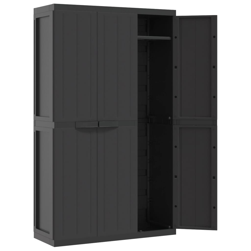 Dulap depozitare de exterior, negru, 97x37x165 cm, PP - Lando