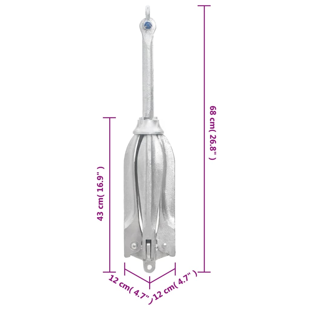 Ancoră pliabilă cu funie, argintiu, 12 kg, fier maleabil Lando - Lando