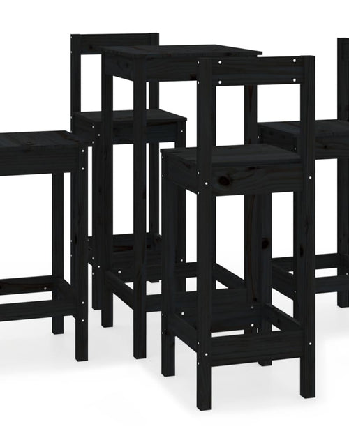 Încărcați imaginea în vizualizatorul Galerie, Set mobilier de bar, 5 piese, negru, lemn masiv de pin - Lando
