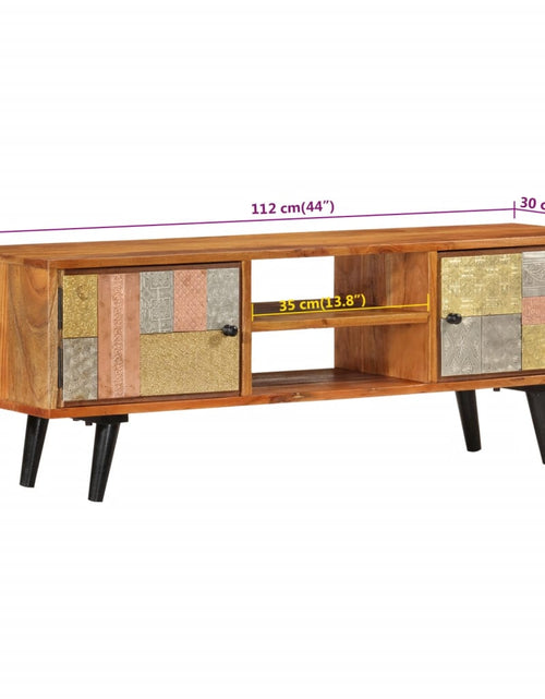 Încărcați imaginea în vizualizatorul Galerie, Comodă TV cu uși, 112x30x40 cm, lemn masiv de acacia și metal Lando - Lando
