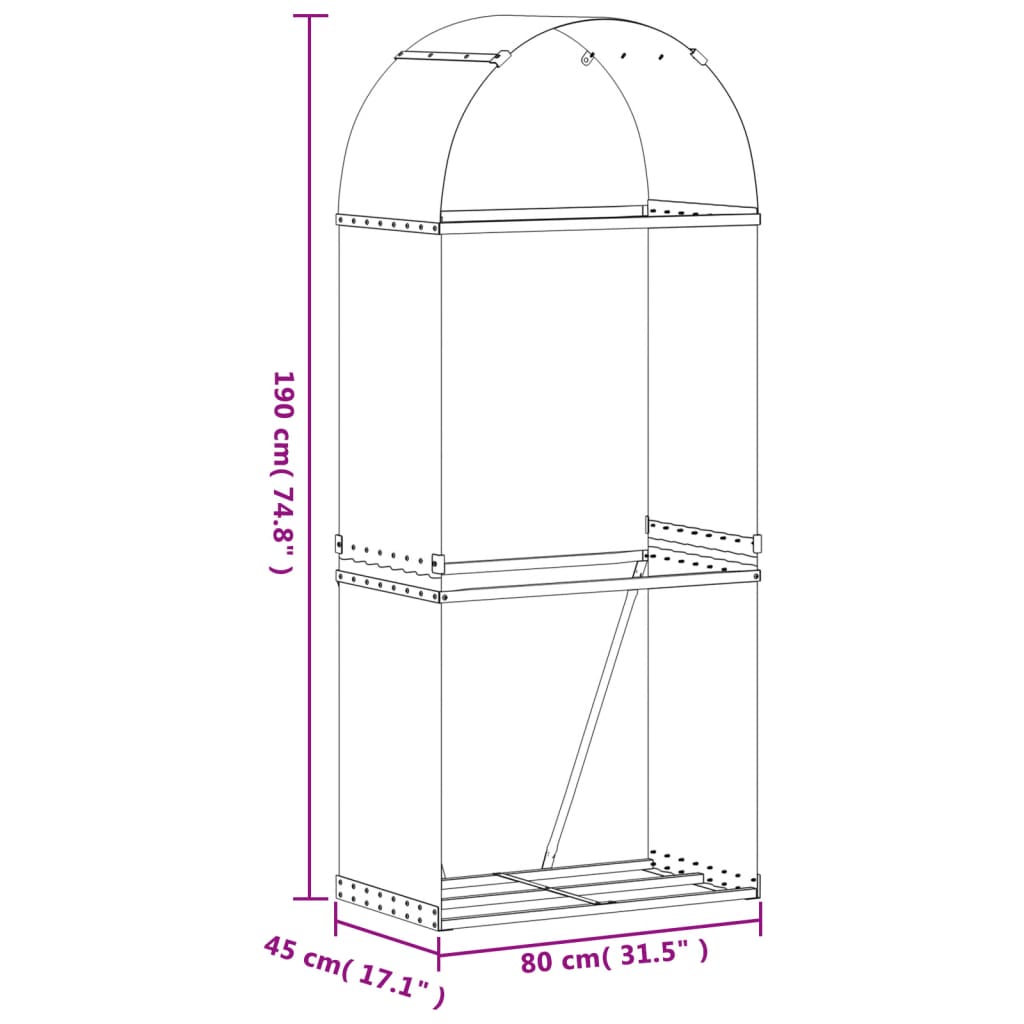 Suport pentru bușteni verde 80x45x190 cm oțel galvanizat - Lando