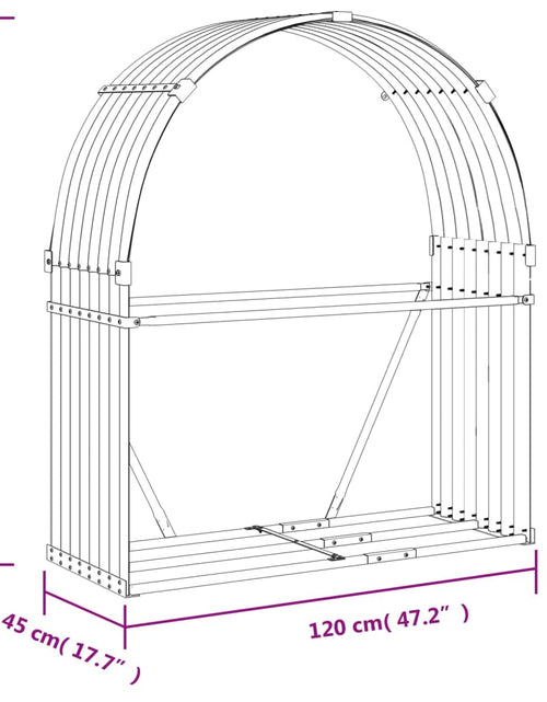 Încărcați imaginea în vizualizatorul Galerie, Suport de bușteni, gri deschis, 120x45x140 cm, oțel galvanizat - Lando
