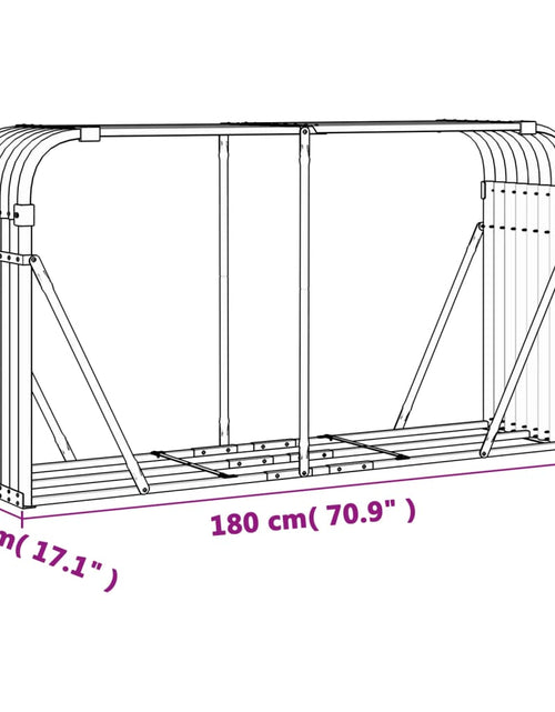 Загрузите изображение в средство просмотра галереи, Suport de bușteni, gri deschis, 180x45x100 cm, oțel galvanizat - Lando
