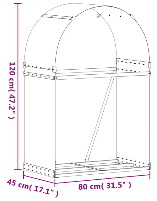 Загрузите изображение в средство просмотра галереи, Suport de bușteni, antracit, 80x45x120 cm, oțel galvanizat - Lando
