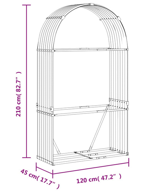 Încărcați imaginea în vizualizatorul Galerie, Suport pentru bușteni, maro, 120x45x210 cm, oțel galvanizat - Lando
