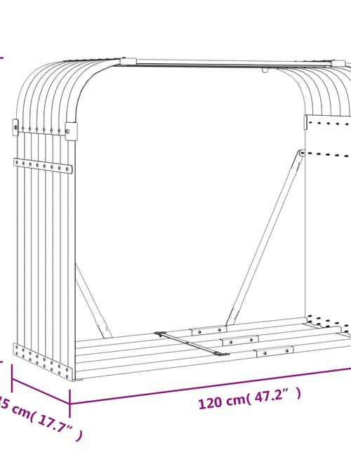 Încărcați imaginea în vizualizatorul Galerie, Suport pentru bușteni, maro, 120x45x100 cm, oțel galvanizat - Lando
