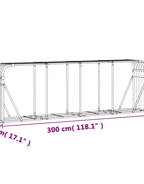 Încărcați imaginea în vizualizatorul Galerie, Suport pentru bușteni, maro, 300x45x100 cm, oțel galvanizat - Lando
