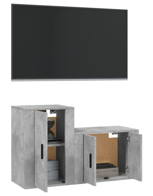 Încărcați imaginea în vizualizatorul Galerie, Set dulap TV, 2 piese, gri beton, lemn prelucrat Lando - Lando
