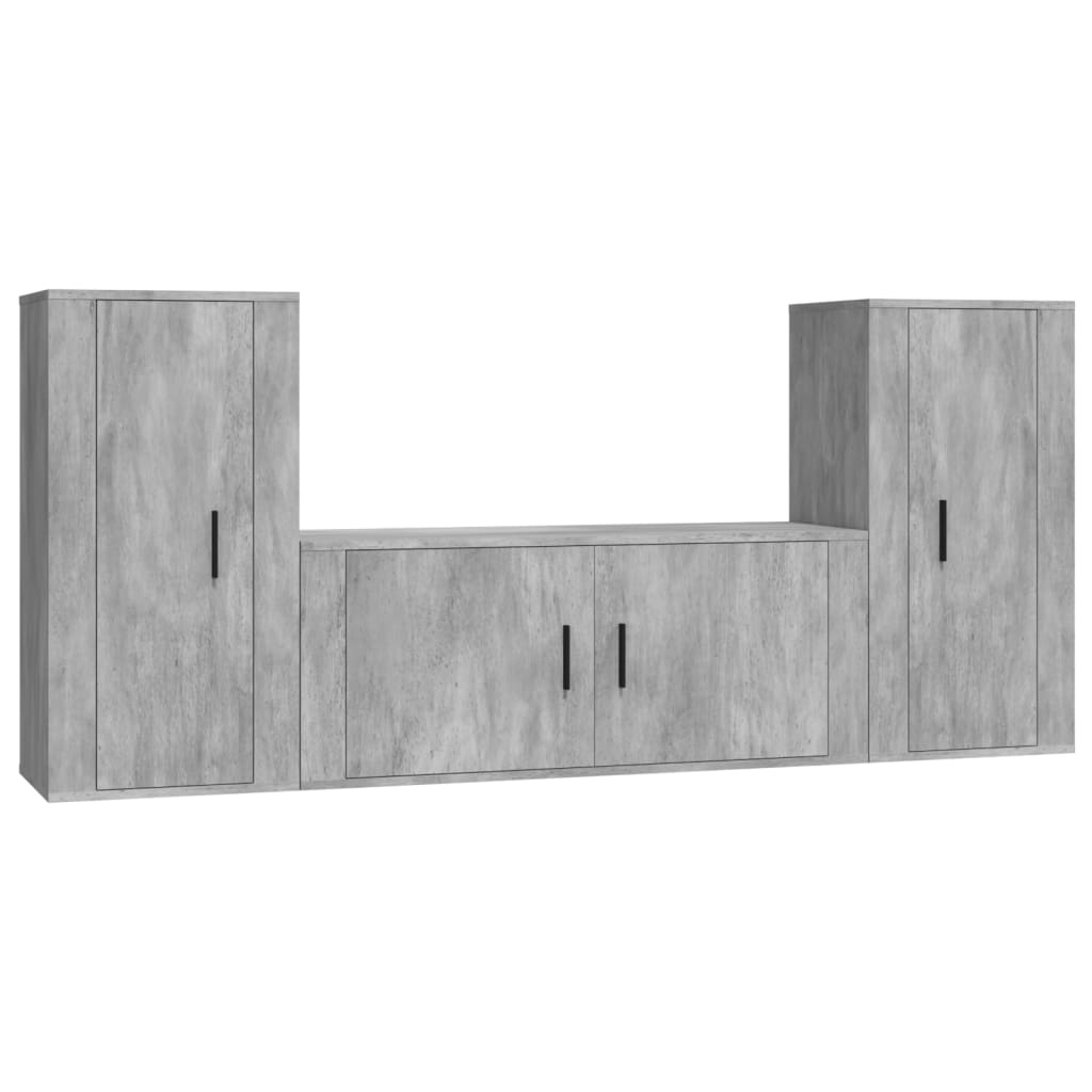 Set dulapuri TV, 3 piese, gri beton, lemn prelucrat Lando - Lando