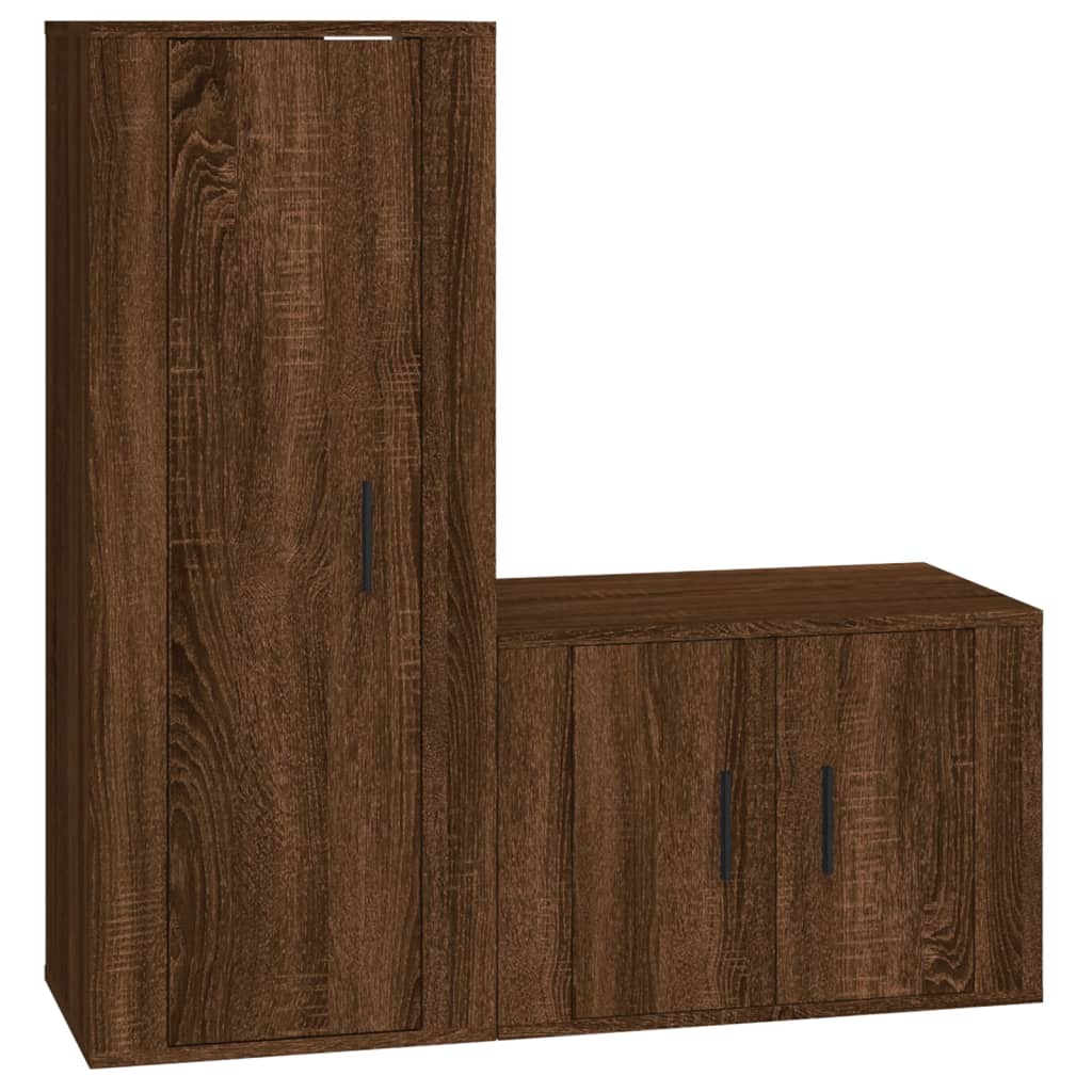 Set dulapuri TV, 2 piese, stejar maro, lemn prelucrat Lando - Lando