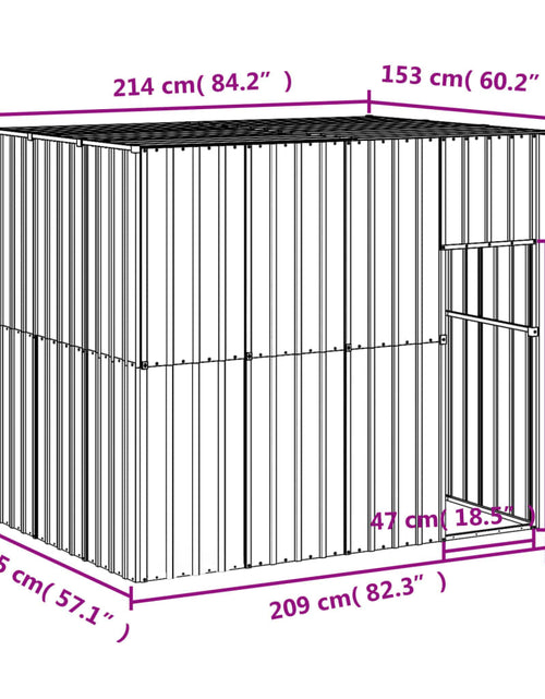 Загрузите изображение в средство просмотра галереи, Cușcă câine cu acoperiș antracit 214x153x181 cm oțel galvanizat Lando - Lando
