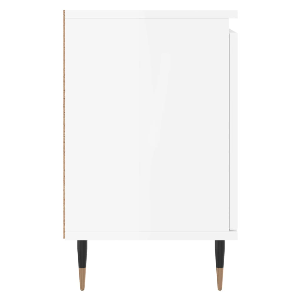 Noptieră, alb extralucios, 40x30x50 cm, lemn compozit - Lando