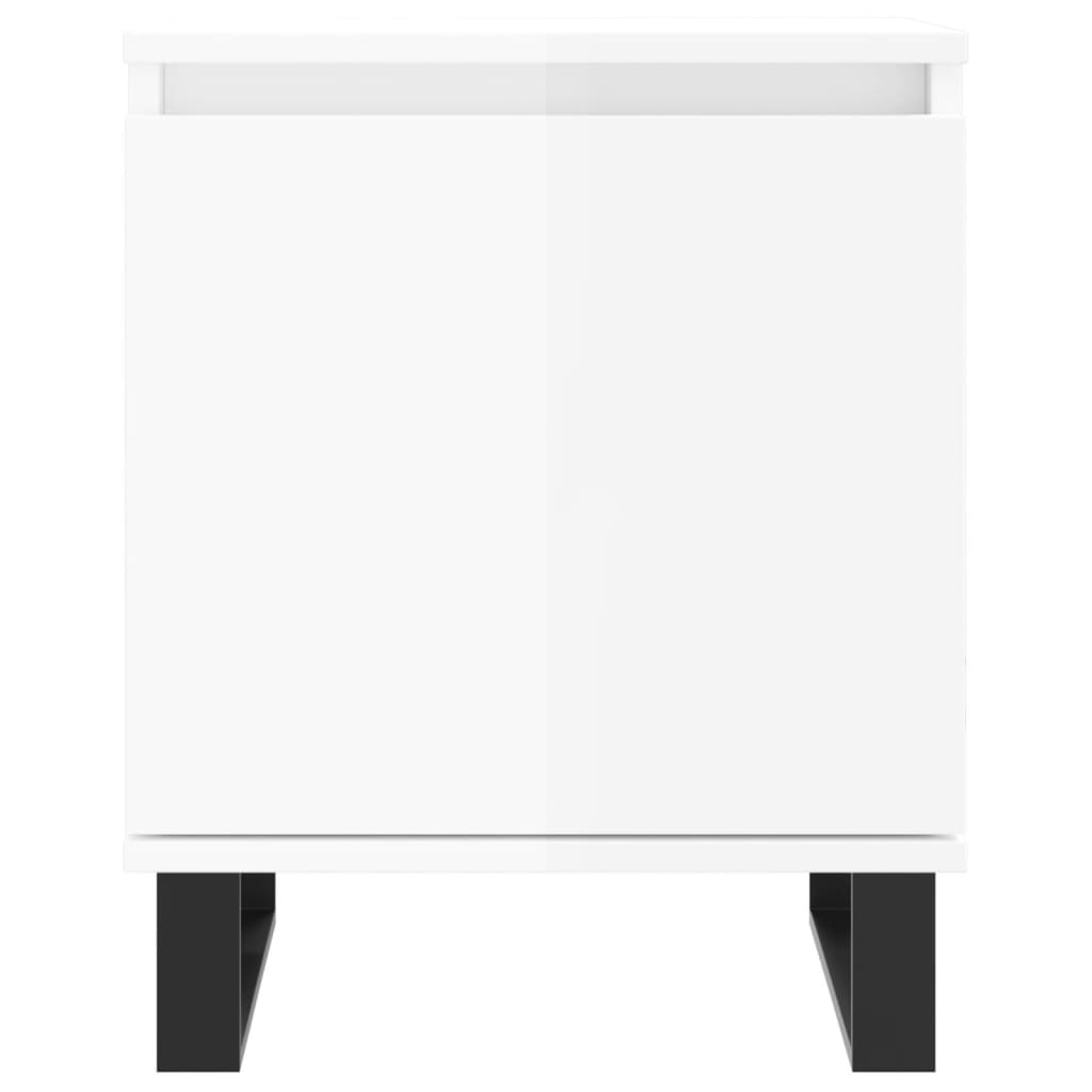 Noptiere, 2 buc., alb extralucios, 40x30x50 cm, lemn compozit - Lando