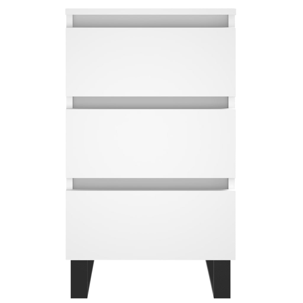 Noptiere, 2 buc., alb, 40x35x69 cm, lemn compozit - Lando