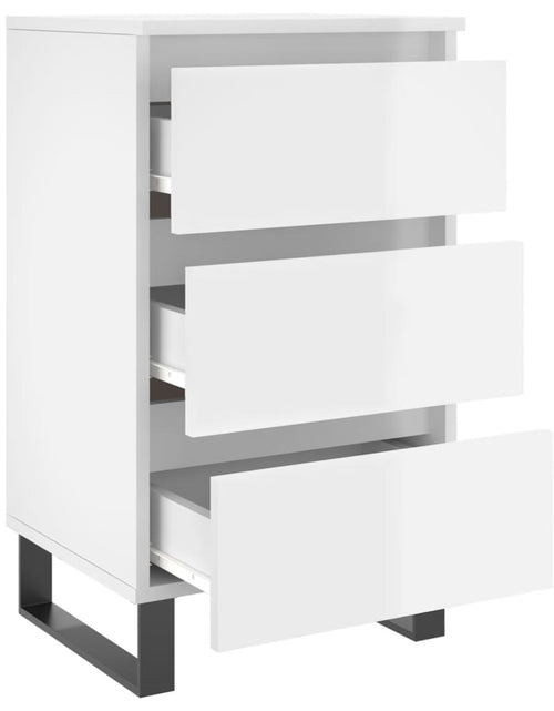 Încărcați imaginea în vizualizatorul Galerie, Noptiere, 2 buc., alb extralucios, 40x35x69 cm, lemn compozit - Lando
