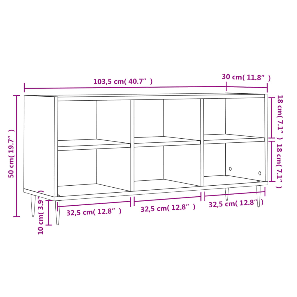 Comodă TV, gri beton, 103,5x30x50 cm, lemn compozit Lando - Lando