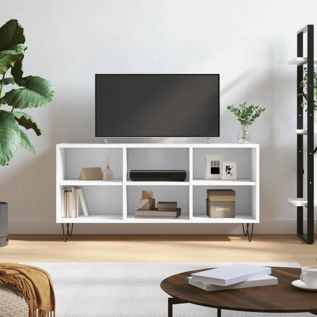 Comodă TV, alb, 103,5x30x50 cm, lemn compozit Lando - Lando