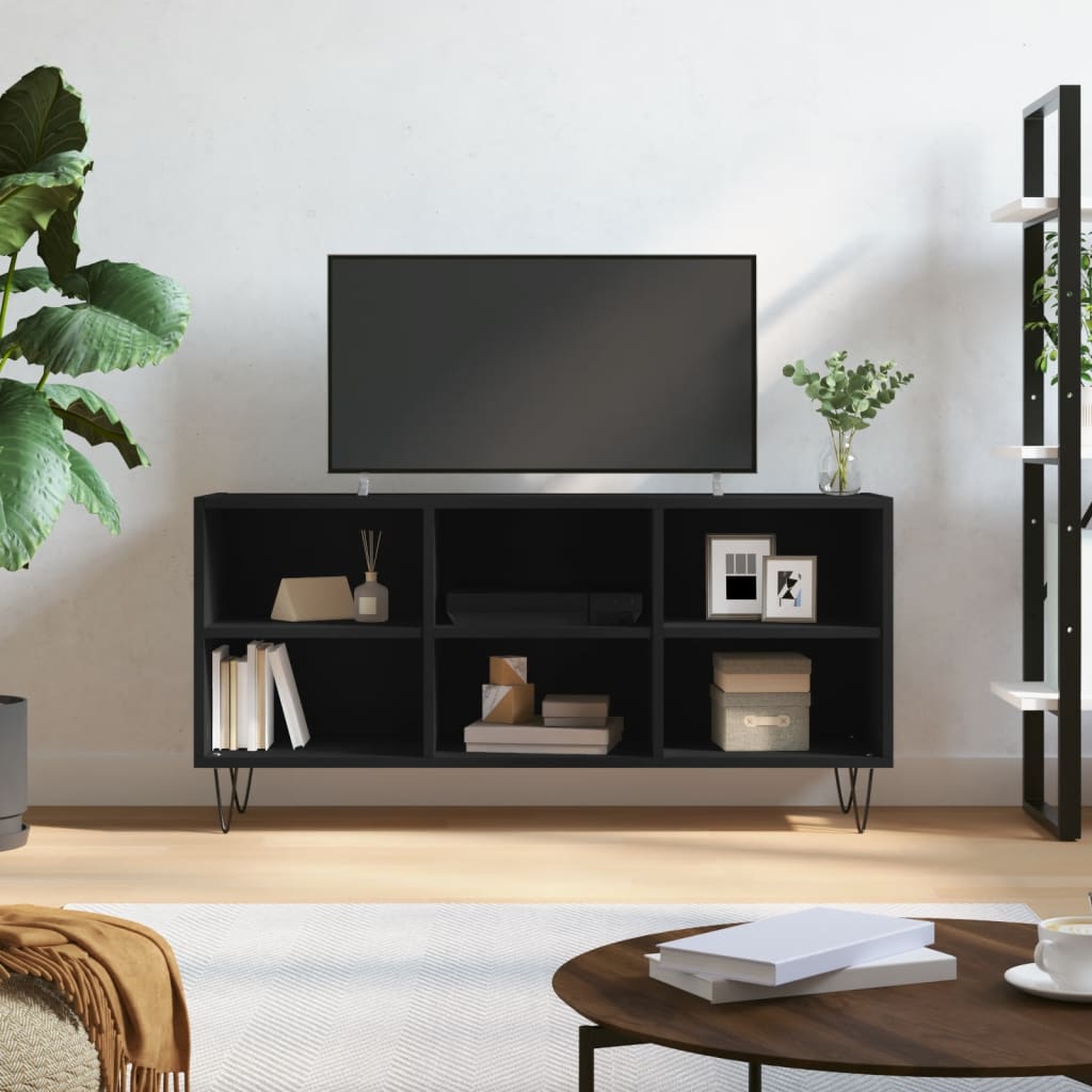 Comodă TV, negru, 103,5x30x50 cm, lemn compozit Lando - Lando