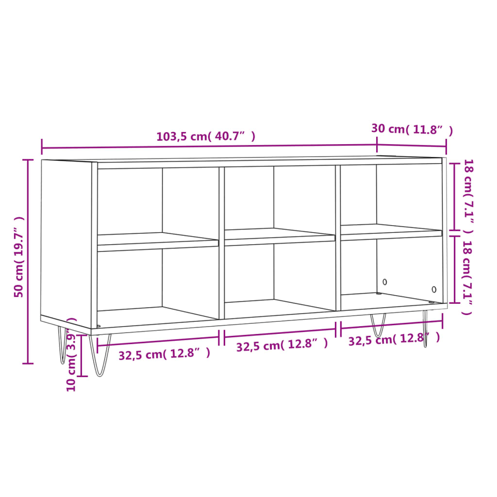 Comodă TV, gri beton, 103,5x30x50 cm, lemn compozit Lando - Lando